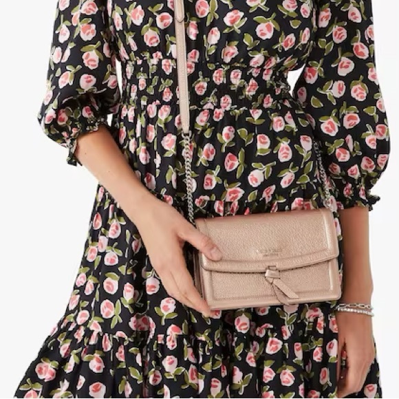 Kate Spade Knott Metallic Flap Crossbody - Rose Gold - Picture 3 of 5